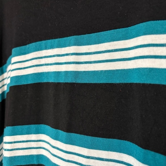 Karen Kane Striped Top Black, White & Turquoise Sz Medium - Picture 5 of 7